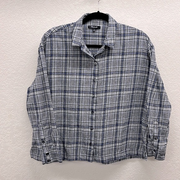 Madewell Plaid Button Down Flannel Westlake Shirt in Dublin Plaid M Blue - Picture 1 of 6